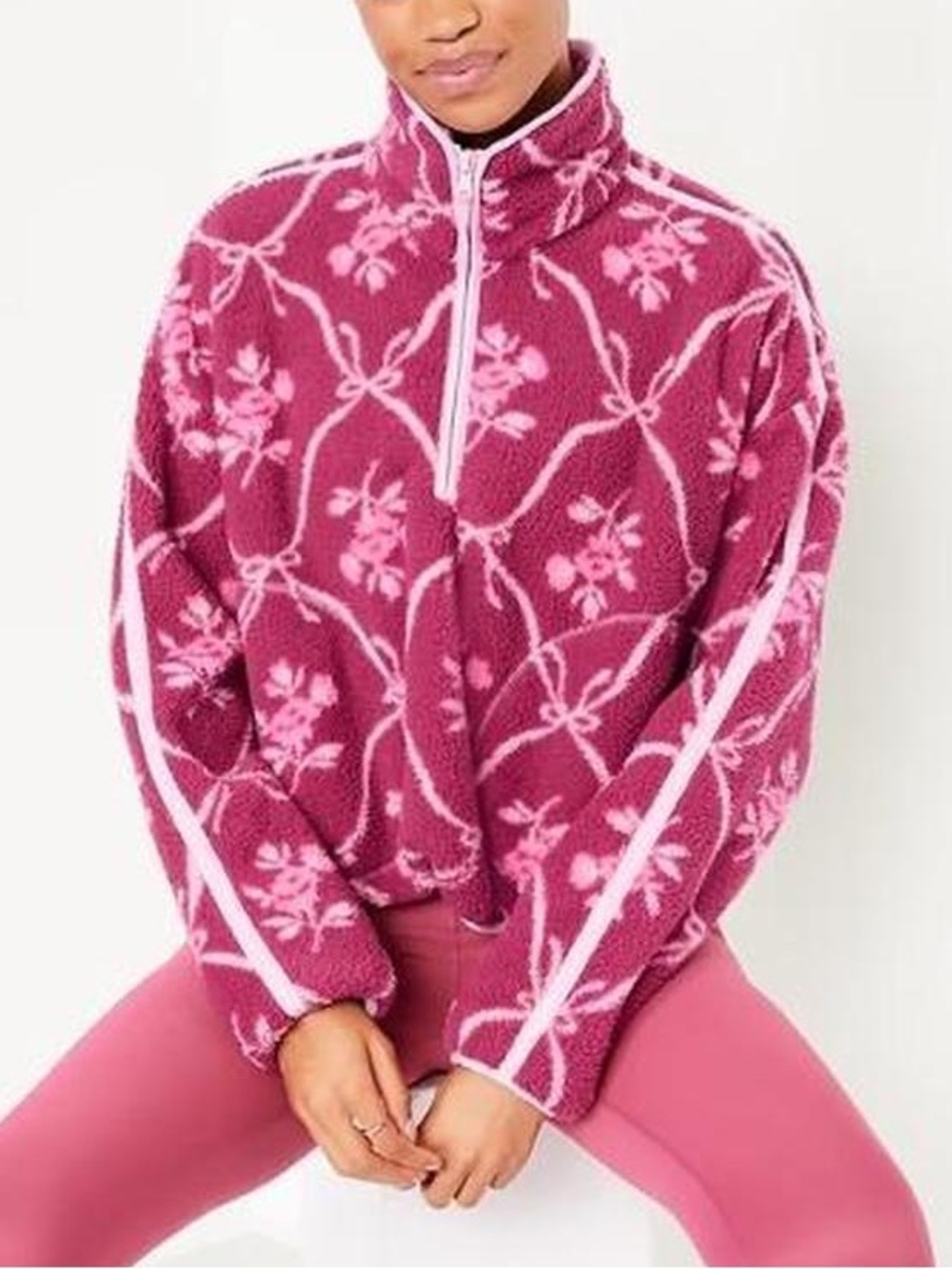 Old Navy Sherpa Pullover - Pink&Red Bow Size L